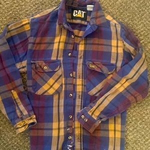 Vintage purple/blue/tan CAT brand flannel shirt small